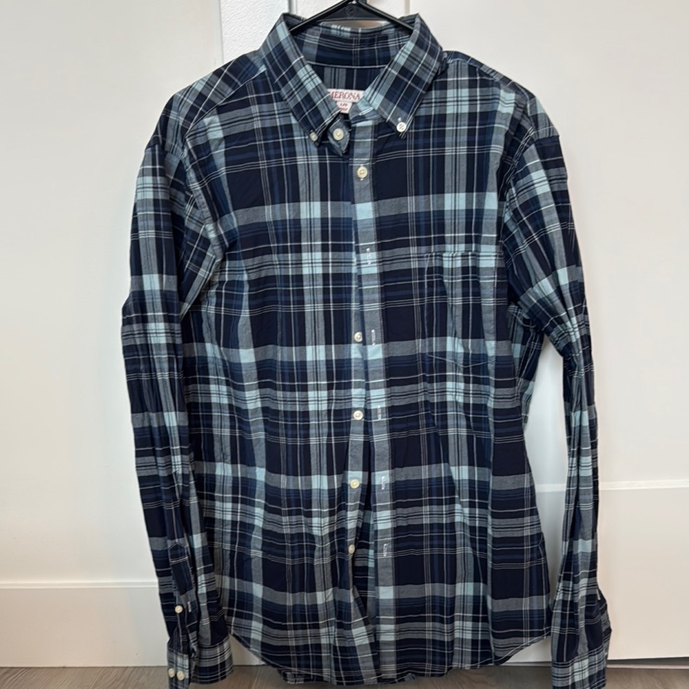 Men's Blue Plaid Shirt